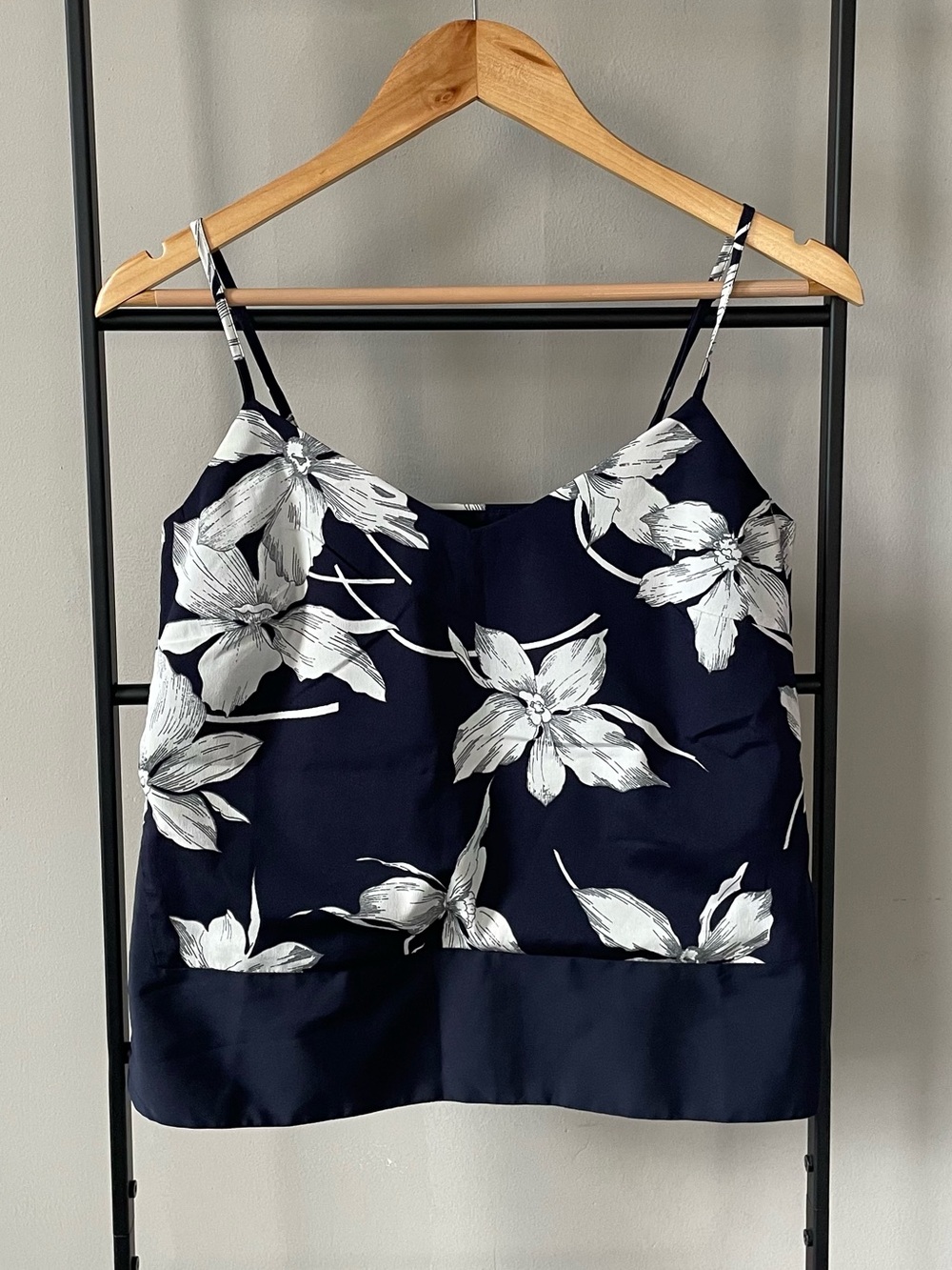 Floral Navy and White Tank Top